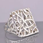 DGS Sterling Silver 22mm Branched Openwork Modernist Band Ring 925 Photo 3