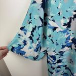 Catherines Abstract Print Asymmetrical Hem Blouse Size 1X Blue 3/4 Sleeve Flowy Photo 4
