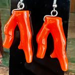 Orange Faux Coral Branch Earrings Photo 4