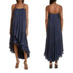 Cinq à Sept CINQ A SEPT Soleil Ruffle Trapeze Hi Low Midi Dress Navy Womens Size 4 Photo 11