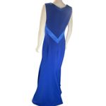 Theia Cobalt Smooth‎ Mermaid Sleeveless Crepe Gown w/ Satin Crisscross Size 8 Blue Photo 6