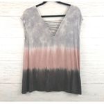American Eagle  Soft Top V Neck Tie Dye Size Medium Multicolor Colorblock Photo 1
