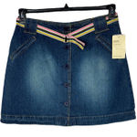 st. john's bay St. John’s Bay SZ 14 Mini Denim Skort Pockets Belted Dark Vintage Wash Zip-Fly Photo 0