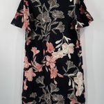 Nicole Miller  Original Dress Size Small Floral Short Sleeve Linen Blend Black Photo 1