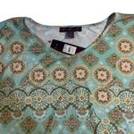 Gloria Vanderbilt  Women's XL Aqua Mist Combo Printed‎ Embellished Top Photo 3