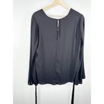 Lush Clothing Lush Black Long Sleeve Keyhole V-Neck Tie Detail Blouse Women's Size Large L Photo 1