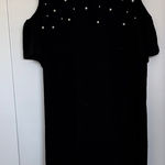 Hem & Thread NWT Black Off the Shoulder / Cold Shoulder Dress with Pearl Detailing Photo 0