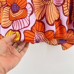 Adrienne  London Floral Satin Print Tie Neck Blouse Large Top Lined‎ Retro Bright Photo 1