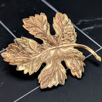 Vintage Brooch Large Fancy Statement Gold Tone Leaf Photo 0