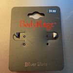 Body Rage Stud Silver Plate pyramid earrings NEW Photo 0