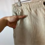 Nicole Miller Linen Lyocell Cuffed Khaki Tan Tapered Straight Leg Cargo Pants Photo 4