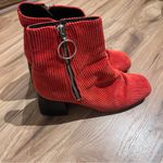 Free People  Ariel Ankle Boots red Mod Corduroy Square Toe Kicked Heel Size 37 Photo 3