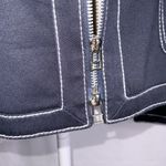 Nine & Co. Navy Blue White Stitching No Collar Tailored Sporty Jacket 8 Photo 5