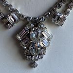 Stunning Art Deco Clear Rhinestone Bib Diamanté Necklace Silver Photo 2