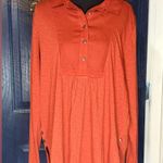Lucky Brand  Burnt Orange 1/4 Button-Up High/Low Long Sleeve Shirt size M Photo 0