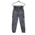 KanCan High Waist Charcoal Acid Wash Paperbag Jogger Jeans Size 3/25 Streetwear Gray Photo 11