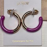 J.Crew Purple and Gold Tone Hoop Fashion Statement Earrings NWT Photo 2