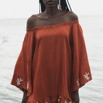 JUAN DE‎ DIOS Mexico Lindo Linen Mini Dress Embroidered SIZE XS Terracotta Orange Photo 0