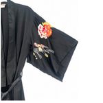 NATORI M Kimono Robe Satin Tie Waist Embroidered Womens Black Sleepwear Pajama Size undefined Photo 1