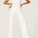 Nookie  Treasure‎ White Sequin One Shoulder Cocktail Jumpsuit Medium Photo 0