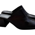 Selected Femme Black Leather Mules Block Heel Square Toe Y2K 90s Vibe Size 9 NEW Photo 6