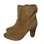 B Makowsky Natural Tan Suede Leather Pull On Stacked Heel Ankle Boots Womens 7 Photo 4