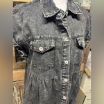 Savanna Jane Black Washed Denim Button Front Tiered Shirt Dress Size M Size M Photo 3