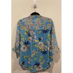 Anthropologie FIG AND FLOWER Blue Multicolor Printed 3/4 Sleeve Button Down Shirt Photo 3