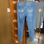 NYDJ  Ami Skinny Jeans Heyburn Blue Aztec Embroidery on Pockets Size 4 Photo 9