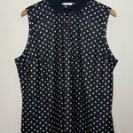 Lady Hagen Navy‎ Star-Patterned Sleeveless Collared Top Polo Preppy Photo 0