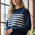 J.Crew NWT Striped button-shoulder crewneck pullover Photo 0
