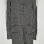 Free People  Bach Bonita Cardigan Ribbed Long Sweater Dress Duster Grey Medium Photo 0