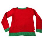 it's our time Festive Reindeer Christmas Sweater Sequin Green Trims Holiday Ugly Sweater Photo 1