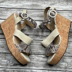 Geox Respira Strappy Snakeskin Suede Wedges 4 Inch Cork Wedge 36.5 Cream Italian Photo 0