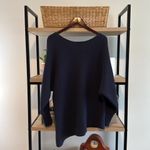 CAbi  Utopia Dark Blue Ribbed Sweater Knit Asymmetrical Hem #6232, L Photo 5