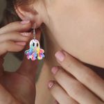 🌸 4 for $20 Colorful Oil Paint Ghost Acrylic Earrings Photo 2