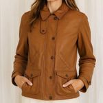 Eddie Bauer 90s Minimalist Classic Lamb Leather Jacket In Caramel Brown Small Photo 0