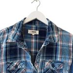 Ci Sono Plaid Collection Blue Button Down shirt ribbed cage denim SZ L #2271 Photo 4