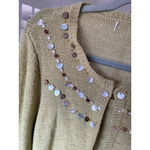 Vintage Green Beaded Knit Short Sleeve Cardigan Top L Size M Photo 3