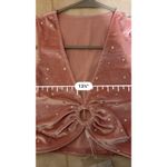 Fashion Velvet Crop Top Stars Light Pink With Silver Stars Women’s S NWT Photo 2