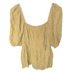 Vila ASOS Textured Puff Sleeve Peplum Short Sleeve Boho Top large best Yellow Photo 3