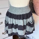 Miley Cyrus Flirty Gray Striped Knit Cotton Mini Skirt Skater XS  Smocked Waist Photo 0