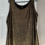 Eileen Fisher 100% Organic Linen Metallic Gold Olive Shimmer Top Holidays Glam Photo 0
