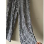 Briggs Linen Blend Striped Wide Leg Pants Size Medium Coastal Beachy Boho Blue Photo 2