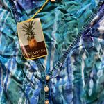 Pineapples Hawaii Blue and Green Women's Top Size XXS Photo 3