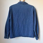 Vintage Denim Painted Flower Button Down Top Women's Large Blue Photo 1