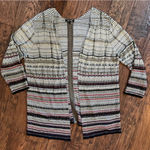 Nic+Zoe Open front striped linen cardigan Sweater Khaki/Black/White Womens 2X Photo 6