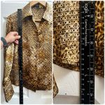 Kasper  Silk Leopard Print Button Down Blouse Petite Size 6 Small Gold Brown Photo 6