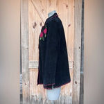 Quacker Factory Vintage Black Suede Rose Floral Western Jacket~L~ Photo 3