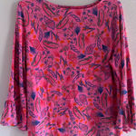 Fresh Produce Top Womens Small Pink 3/4 Sleeve Beachy Coastal Summer Cotton Photo 0